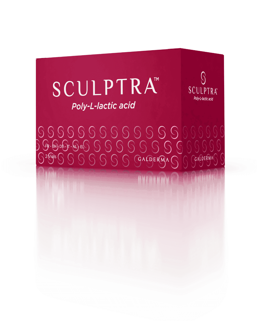 Sculptra Produktverpackung in Pink, Kollagen-Stimulator für ästhetische Behandlungen